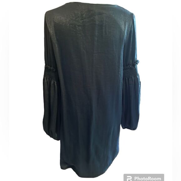 Everly Shiny Shift dress with ruffle sleeves in Teal - Size M - Picture 4 of 5